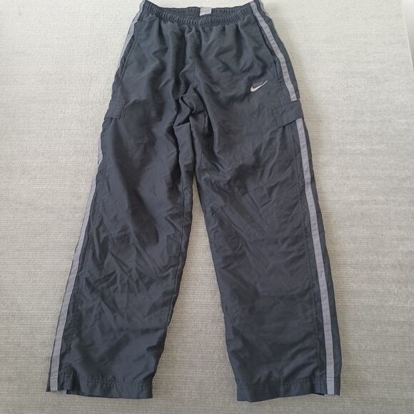 Vintage Nike Windbreaker Track Pants Mens Large Black Mesh Lined Wide Leg Stripe - Picture 1 of 11